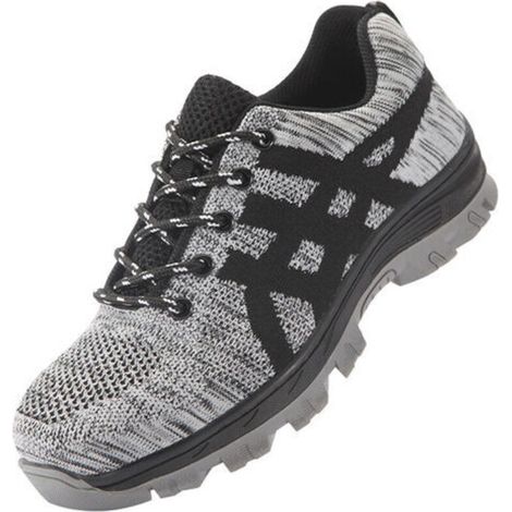 CHOYCLIT Chaussures de sécurité, embout en acier pour hommes, protection confortable, légères, respirantes, chaussures de travail unisexes, gris(46 EU)