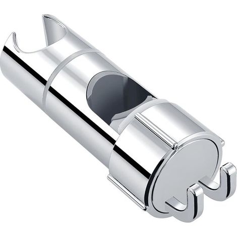 Vitdipy - Elemento scorrevole per asta doccia - ø 16/27 mm - Con 2 ganci - Regolabile - ABS - Per doccetta o soffione doccia per bagno - Supporto universale per doccetta - Argento (1/5)