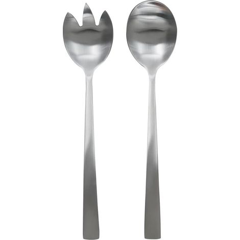 Couverts à salade en acier inoxydable brossé gris (1/3)