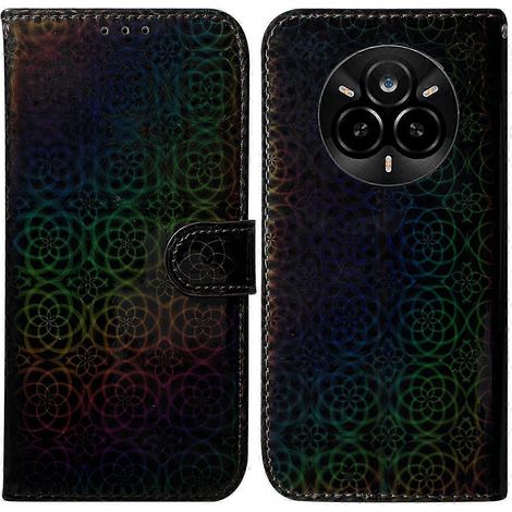 Étui de protection en cuir gris à motif floral stylisé pour Realme 14 Pro 5G (1/5)