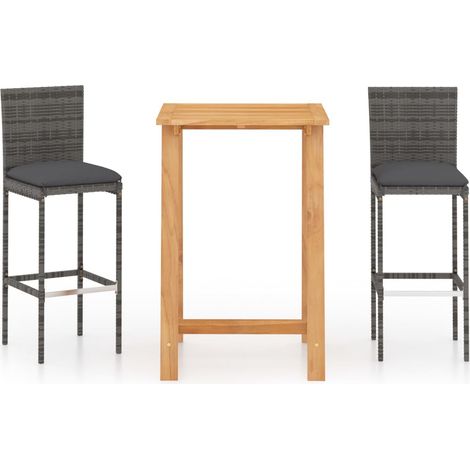 Maison Exclusive - Set Bar da Giardino 3 pz con Cuscini Grigio