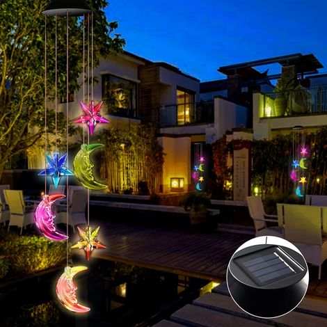 Carillon Éolien Solaire - Veilleuse LED Étanche avec Changement Automatique de Couleur - Pour Jardin Terrasse Extérieur - 1 Pièce (1/5)