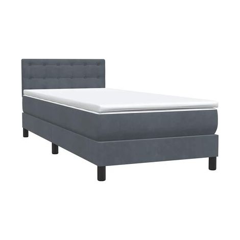Sommier et matelas style Snowco (avec éclairage LED), gris foncé, 80 × 210 cm, revêtement en velours, velours doux et confortable, éclairage led d’ambiance, meuble de chambre, design contemporain, mon (1/5)