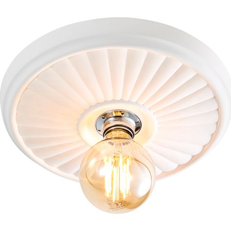 Litecraft Carn Flush Mount Traditional Medium Plaster Ceiling Rose - White (1/5)
