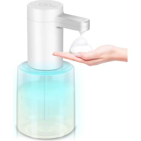 Dispenser automatico di sapone, dispenser di sapone in schiuma da 450 ml con sensore a infrarossi senza contatto, ricarica USB, grado di protezione IPX7, luce notturna a 7 colori per bagno o cucina (1/5)