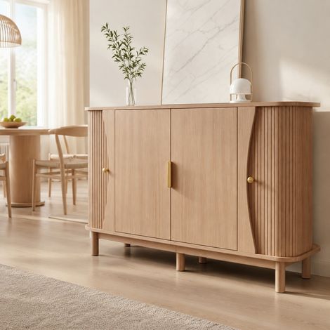Sideboard 140 x 40 x 88 cm aus MDF, 2 Schiebetüren, 60 kg OKMYHOME (1/5)