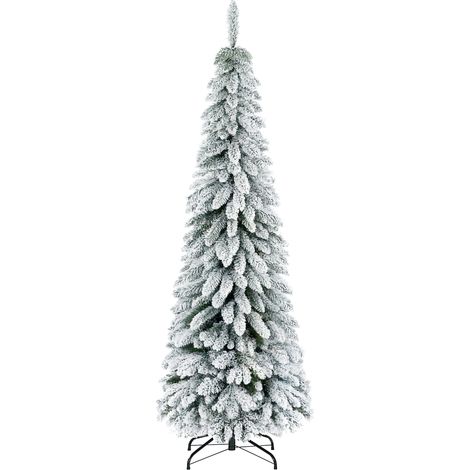 Árbol de Navidad cubierto de nieve de 180 cm con 523 ramas y base de acero para uso en interiores. (1/5)