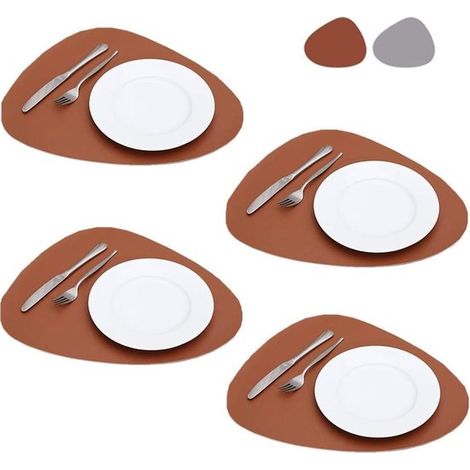 Juego de manteles individuales y posavasos，Manteles individuales de plástico lavables e impermeables，Juego de 4 piezas (1/5)