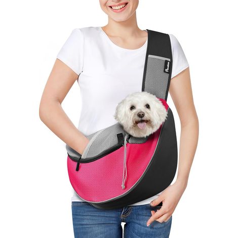 1 Sac de Transport pour Chien, Maille Respirante, Poche Zippée, Sangle Réglable, Boucle de Sécurité, Voyage Quotidien (1/5)