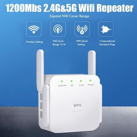 Répéteur Wifi 5G 1200Mbps Sans Fil, Double Bande, WD-R1203U (1/3)