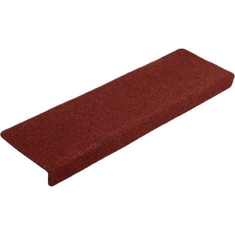 Felpudos autoadhesivos para escaleras, 10 unidades, 65 x 21 x 4 cm, borde rectangular, color rojo burdeos vidaXL