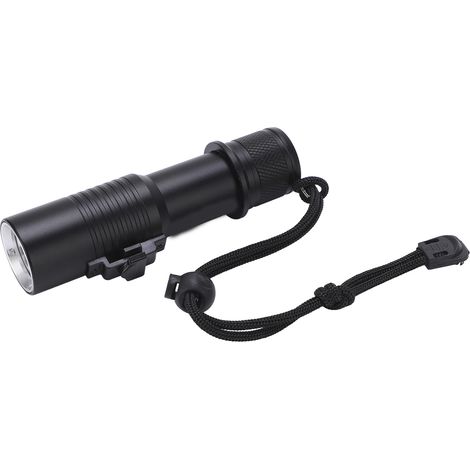 Lampe torche de plongée LED étanche IPX7, à magnétron et à forte puissance sous-marine, activée par pression manuelle. (1/5)