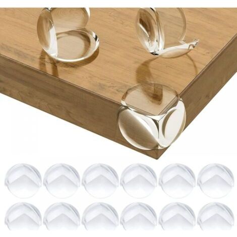 Protections Coin de Table pour Bébé, Protections d'angle pour Meuble Sécurité Enfant pour Bureau, Berceau, Cheminée, Table, Coins & Bords Molles + sans Danger Rondes Pack de 12 Transparent (1/4)