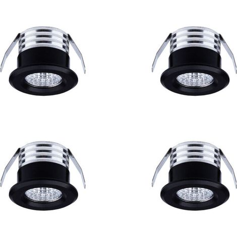 royaluxe -Lot de 4 mini spots LED encastrables, 3 W, blanc chaud noir (1/3)