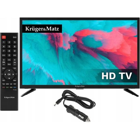 24'' LED-Fernseher KRUGER&MATZ 12V 230V DVB-T2 NEUES MODELL AKTION + NETZTEIL