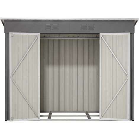 Abri de jardin métal 229x110x182cm,HABITAT ET JARDIN , Gris. (1/5)