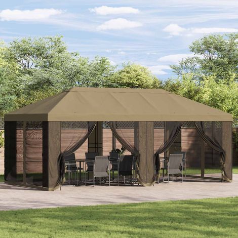 vidaXL Copertura Gazebo con Pareti Laterali Beige 600,5 x 300,5 cm (1/5)