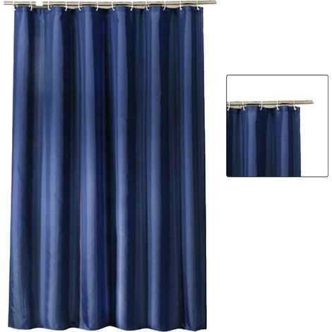 Rideau de douche imperméable avec crochets, rideau de douche moderne en polyester épais pour salle de bain à domicile ou à l'hôtel, bleu foncé (1/5)