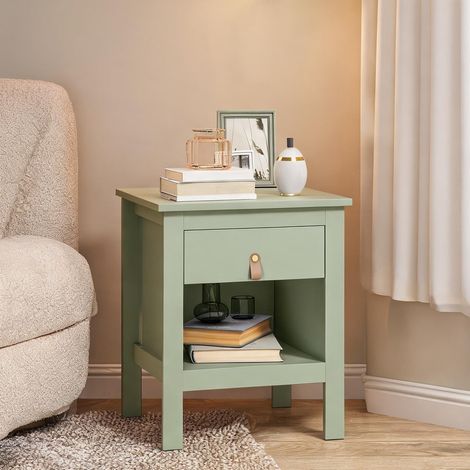 Table de chevet vert en panneau de particules 45 x 40 x 55 cm (1/5)