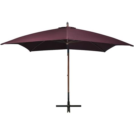 Maison Exclusive - Ampelschirm mit Mast Bordeauxrot 3x3 m Massivh (1/5)