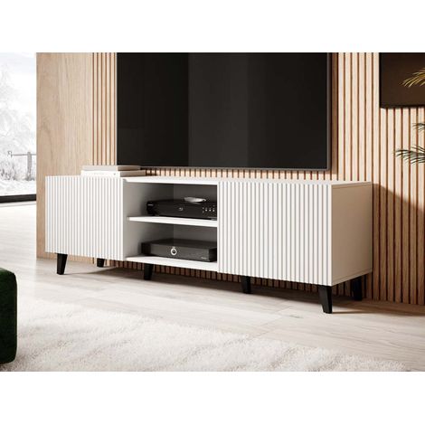 Sanna - meuble tv - 150 cm - style contemporain - blanc (1/5)