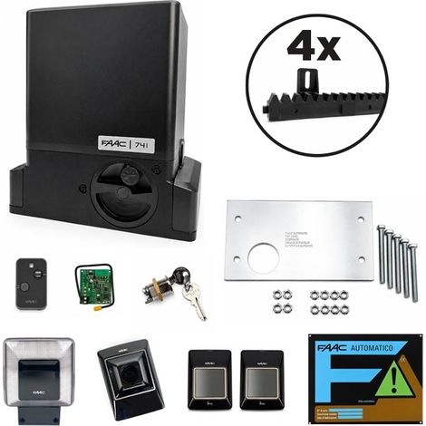 FAAC 741 DELTA 3 KIT 900kg con 4 mt di Cremagliera Nylon Automazione Cancello Scorrevole