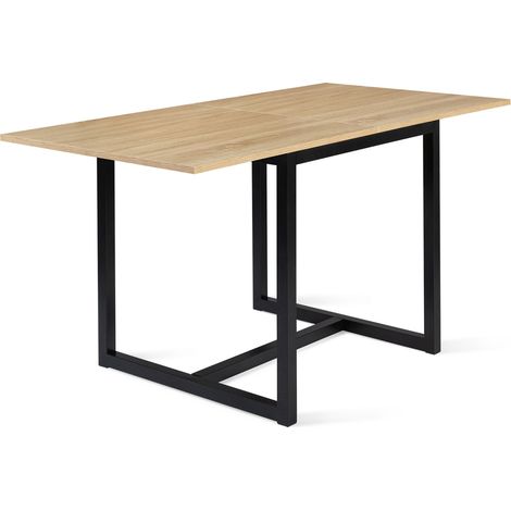 Idmarket – Table extensible rectangle 80-160 cm – Design industriel – 4-8 personnes – Structure métal et panneaux de particules – Gain de place optimal