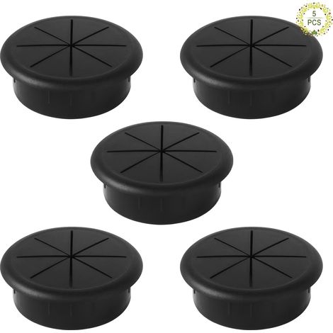 Grommet De Bureau - En Plastique Noir - Pour Passage De Câbles - Design Encastré - Diamètre 60 Mm - Lot De 5 (1/5)