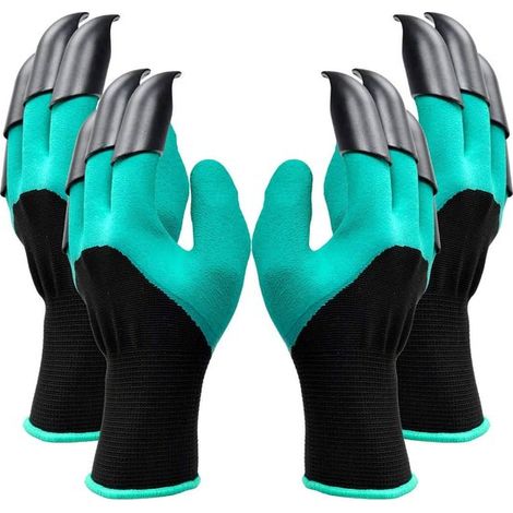 2 pares de guantes de jardinería de 8 puntas, impermeables, para cavar y plantar, el mejor regalo de jardinería para hombres y mujeres (verde) (1/5)