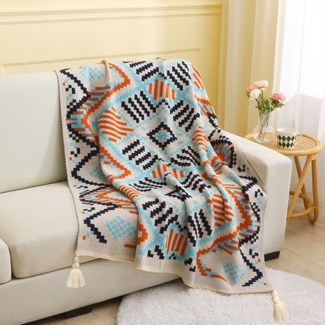 1 pièce 110x130 cm, couverture tricotée à carreaux, plaid doux confortable et durable pour canapé, sofa, chaise et sieste (1/5)