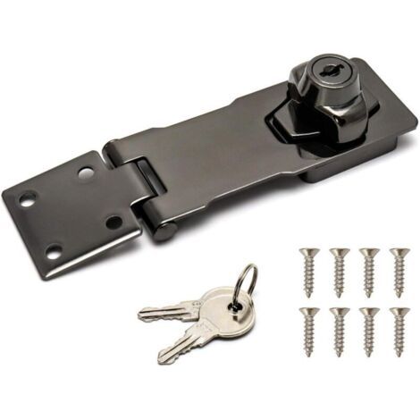 Serrure à clé à loquet, bouton rotatif de 10 cm, verrou de sécurité à clé avec vis de montage pour armoires, tiroirs, boîtes à outils, boîtes aux lettres, noir (1/5)