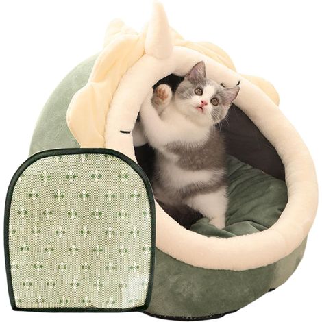 Niche Pour Chat - Lit Grotte En Peluche Lavable - Pour Chat Intérieur - Confortable Et Doux - 1 Pièce (1/5)