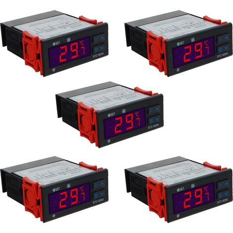 Cinq régulateurs/thermomètres de température numériques STC-9200 avec fonction d'alarme de ventilateur de dégivrage de réfrigération, AC 220V. (1/5)