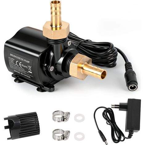 Pompe Eau Submersible, 800L/H Pompe Aquarium Ajustable Ultra-Silencieux avec 4 Pieds de Ventouses pour Étang Poisson Fontaine Réservoir de Poissons (1/5)