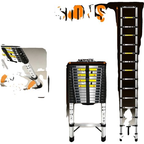 Échelle télescopique, hauteur réglable, design pliable, 4.4M (1/2)