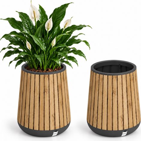 Keter Conical Plantar Vaso Fioriera per Piante Fiori Resiste UV Pino Chiaro (1/5)