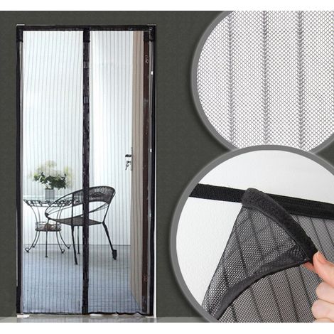 Avosdim – Moustiquaire aimantée pour porte – Longueur 100 cm – Hauteur 215 cm – Polyester noir – Installation facile sans perçage