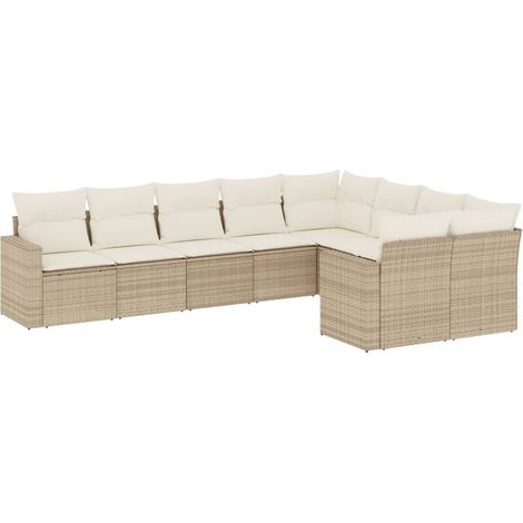 Maison Exclusive - Set de sofás de jardín 9 pzas con cojines ratá (1/5)