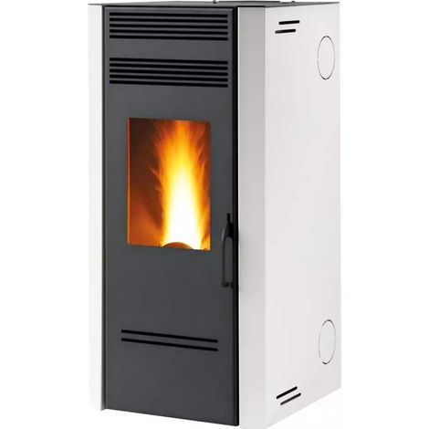 stufa a pellet ventilata caris "maylea" con healthsystem bianco 7,1 kw