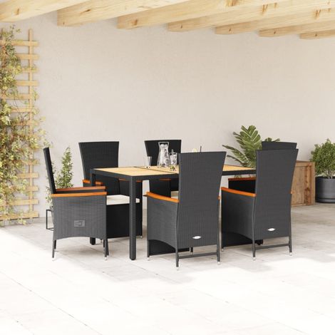 Teenpull – 7-tlg. Garten-Essgruppe mit Kissen Schwarz Poly Rattan (1/5)