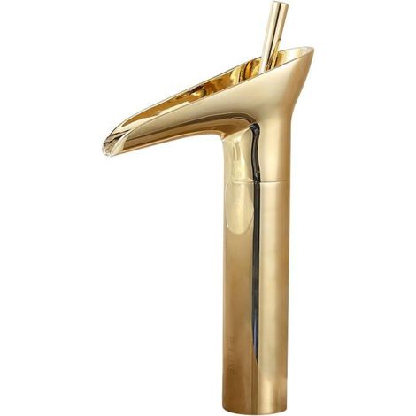 Goldene Badezimmerarmatur, moderne Waschtischarmatur, Einhebel-Waschtischarmatur, Messing-Finish