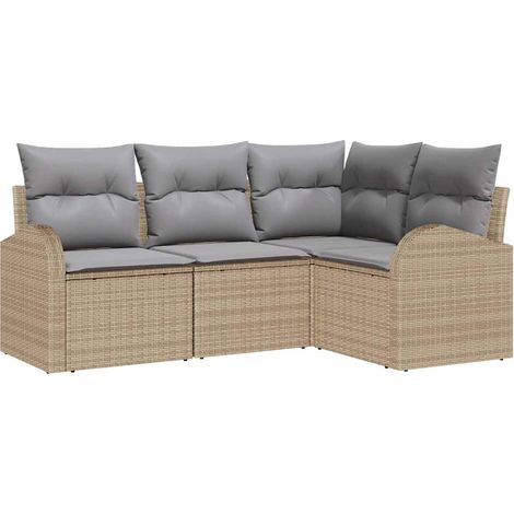 Maison Exclusive - Gartensofa-set Beige Poly-Rattan