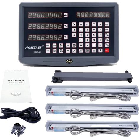 Machine de fraisage/tour/perceuse avec affichage numérique, AC 85V250V, 25VA de puissance, 3 axes, entrée TTL EIA-422, résolution de 0,5µm-10µm (1/5)
