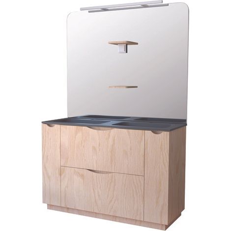 ONDEE ZEN - Meuble salle de bain à poser PALERMO - 120cm - mélaminé bois - Plan vasque noir (1/2)