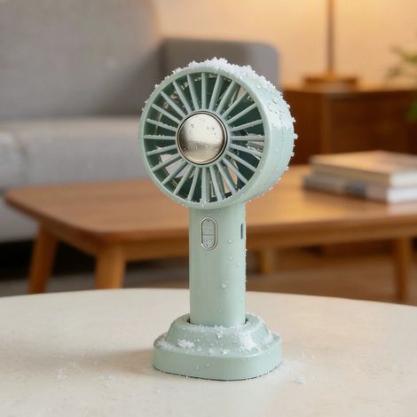 Mini ventilateur rafraîchissant (vert) à 3 vitesses, portable, pour l'été, batterie rechargeable 1800 mAh (1/4)