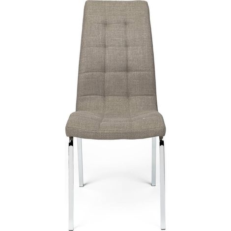 Silla de comedor ALEX tapizada en tela y patas de metal cromadas CHOCOLATE (1/5)