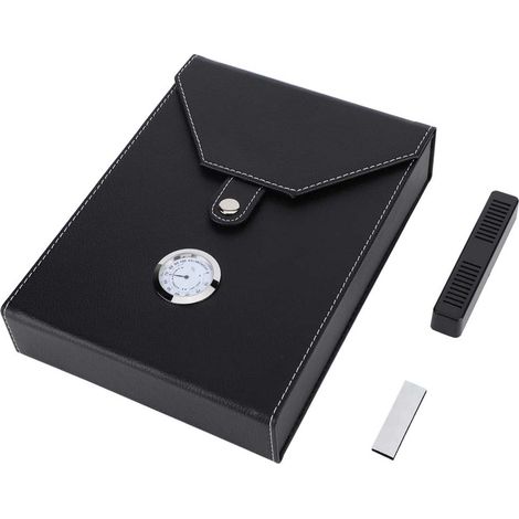 Boîte à Cigares Portable en Cuir Mini avec Cèdre pour Stockage (Noir) (1/5)