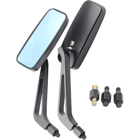 2pcs Otorcycle Handlebar Mirror, Motorcycle Rectangular Aluminum Alloy Universal Handlebar Mirror for Motorcycle (1/5)