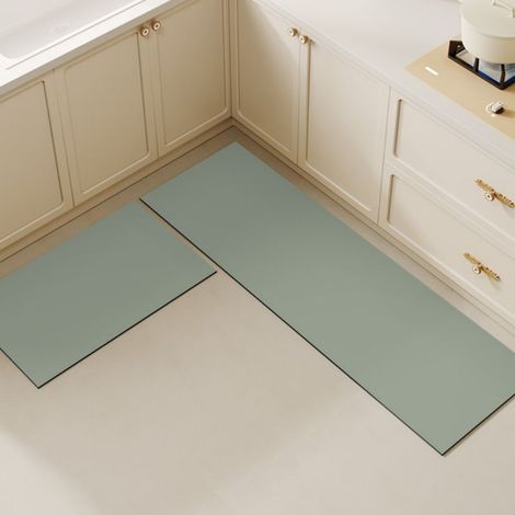 Cuisine - Vert Haricot Naturel 02 5020cm (Terre de Diatomées) Tapis de sol professionnel uni pour cuisine, résistant à l'usure, en terre de diatomées, facile à nettoyer, absorbant et antidérapant. (1/5)