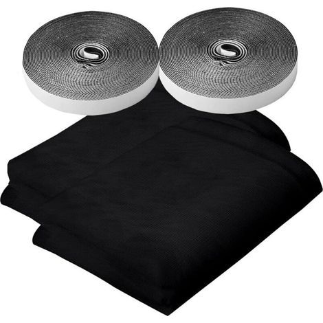 Fenster-Moskitonetz, 2er-Pack, 150 x 200 cm, verstellbares, selbstklebendes Moskitonetz für Fenster, Insektenschutznetz, abnehmbares, selbstklebendes Fenster-Moskitonetz (Schwarz) (1/4)